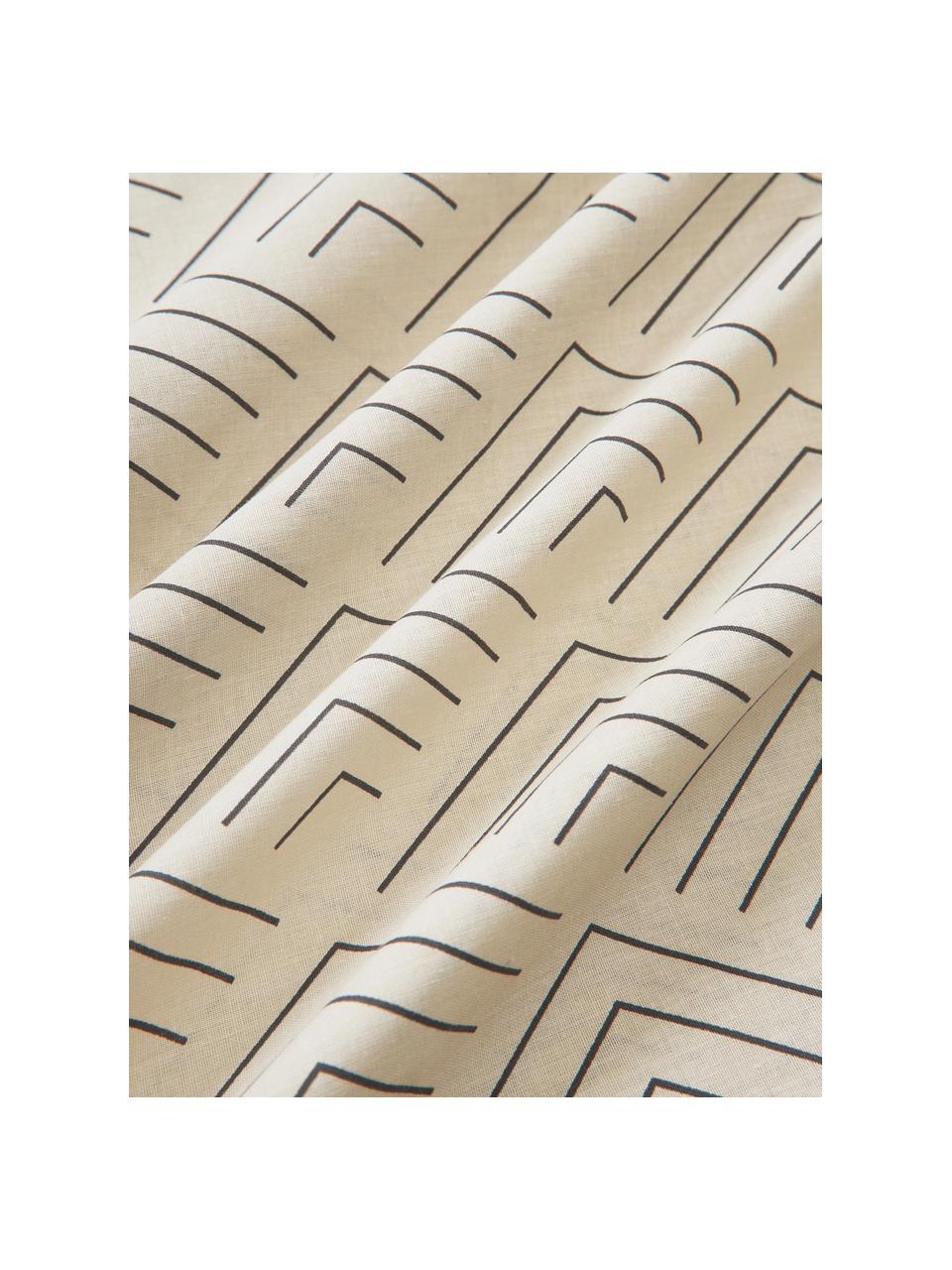 Housse de couette en coton à motif graphique Milano, Beige, larg. 200 x long. 200 cm