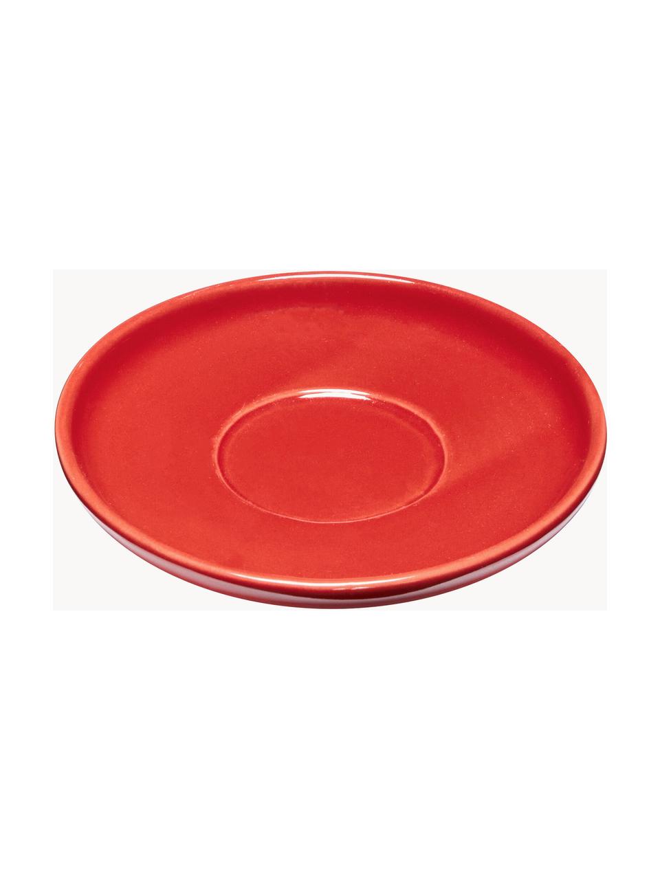 Tazas artesanales con platitos Amare, 2 uds., Polvo de piedra, Ciruela, rojo, Ø 9 x Al 6 cm, 200 ml