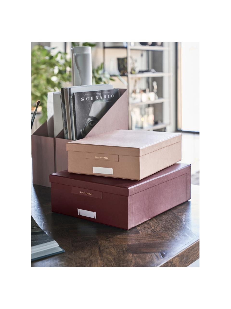 Komplet pudełek do przechowywania Harmony, 2 elem., Tektura, papier, Burgundowy, jasny różowy, Komplet z różnymi rozmiarami