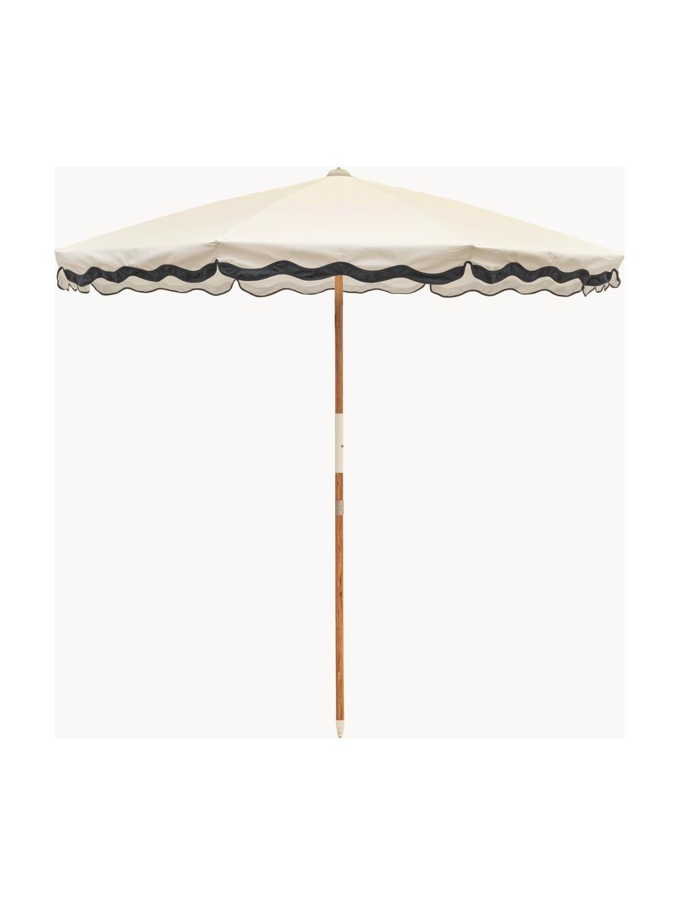 Parasol ogrodowy Amalfi, Ø 230 cm, Stelaż: drewno naturalne, Biały, czarny, Ø 230 x W 220 cm