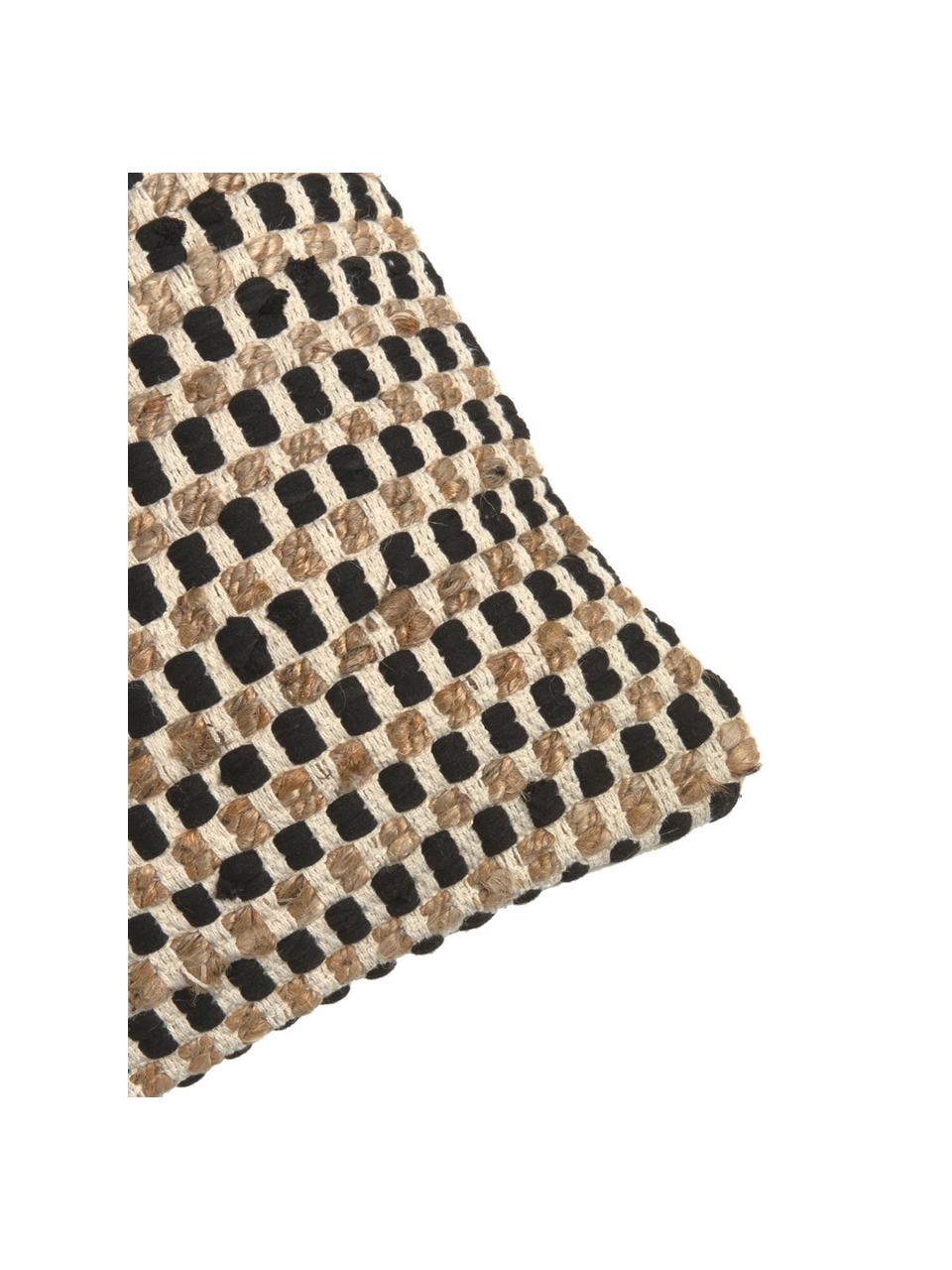 Federa arredo in cotone/juta Fiesta, Retro: 100% cotone, Nero, beige, Larg. 45 x Lung. 45 cm