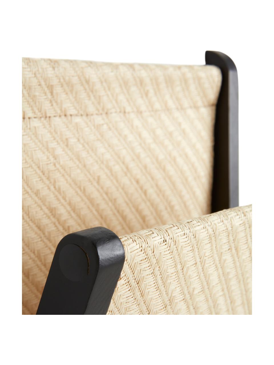 Wandmagazijnhouder Morgan van bamboe/rotan, Frame: bamboe, Beige, zwart, B 36 x H 74 cm