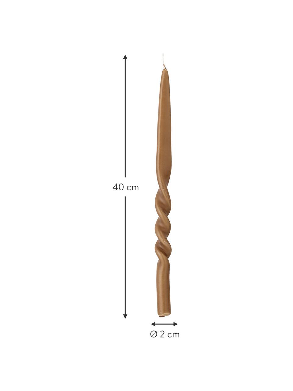 Stabkerzen Twist, 2 Stück, Wachs, Braun, Ø 2 x H 40 cm