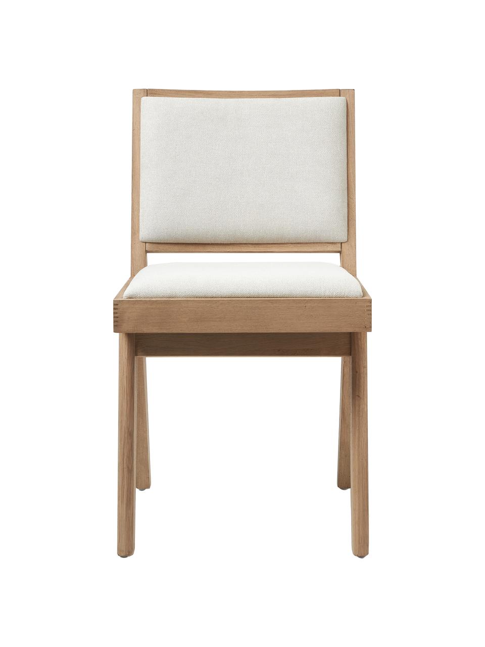 Chaise rembourrée Sissi, Tissu blanc crème, bois de chêne clair, larg. 46 x prof. 56 cm