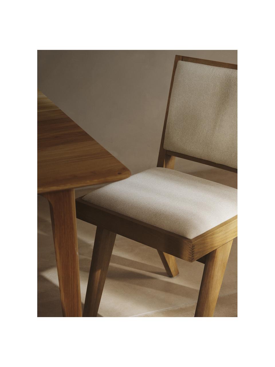 Silla de madera tapizada Sissi, Tapizado: 100% poliéster Alta resis, Estructura: madera de roble, Asiento: contrachapado de madera d, Tejido blanco crema, madera de roble clara, An 46 x F 56 cm