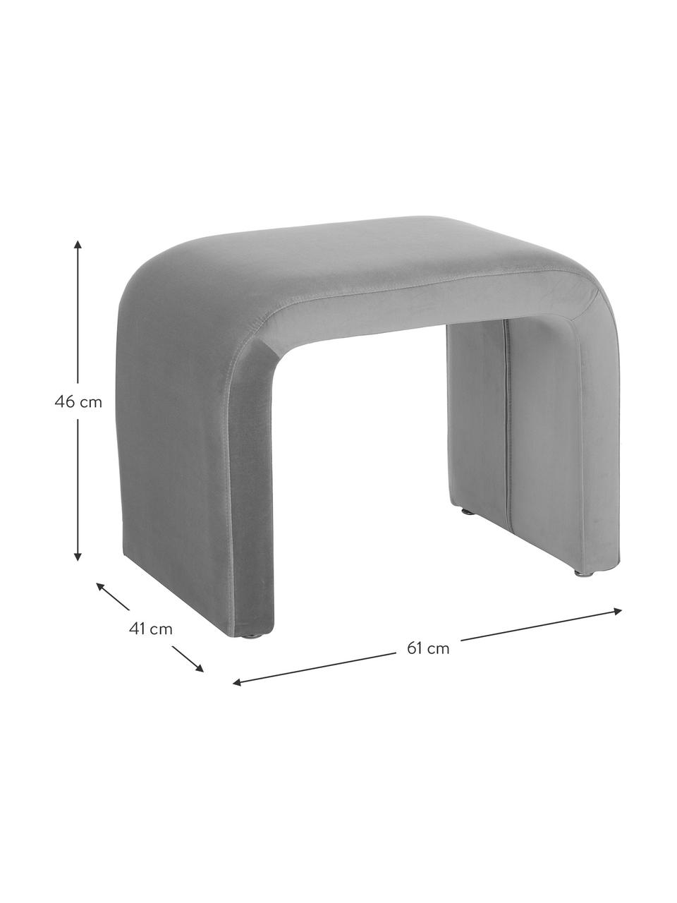 Fluwelen poef Penelope, Bekleding: fluweel (100% polyester), Frame: metaal, multiplex, Fluweel grijs, B 61 x H 46 cm