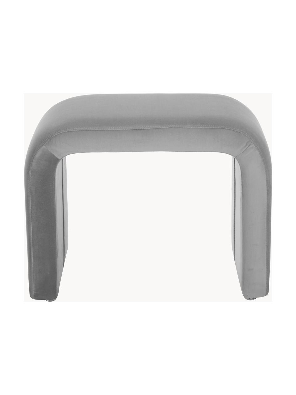 Tabouret en velours Penelope, Velours gris, larg. 60 x haut. 45 cm