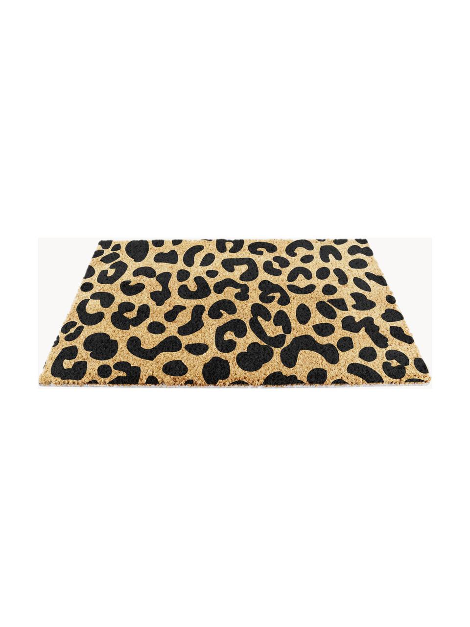 Fussmatte Leopard, Oberseite: Kokosfaser, Unterseite: Naturkautschuk, Beige, Schwarz, B 40 x L 60 cm