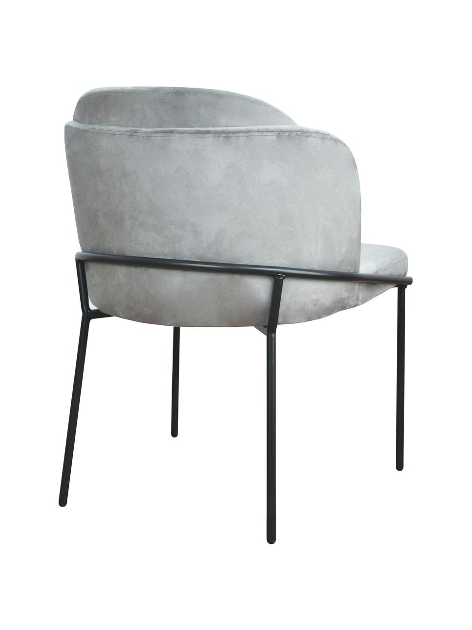 Stolička so zamatovým čalúnením Polly, Zamatová svetlosivá, nohy čierna, Š 57 x H 55 cm