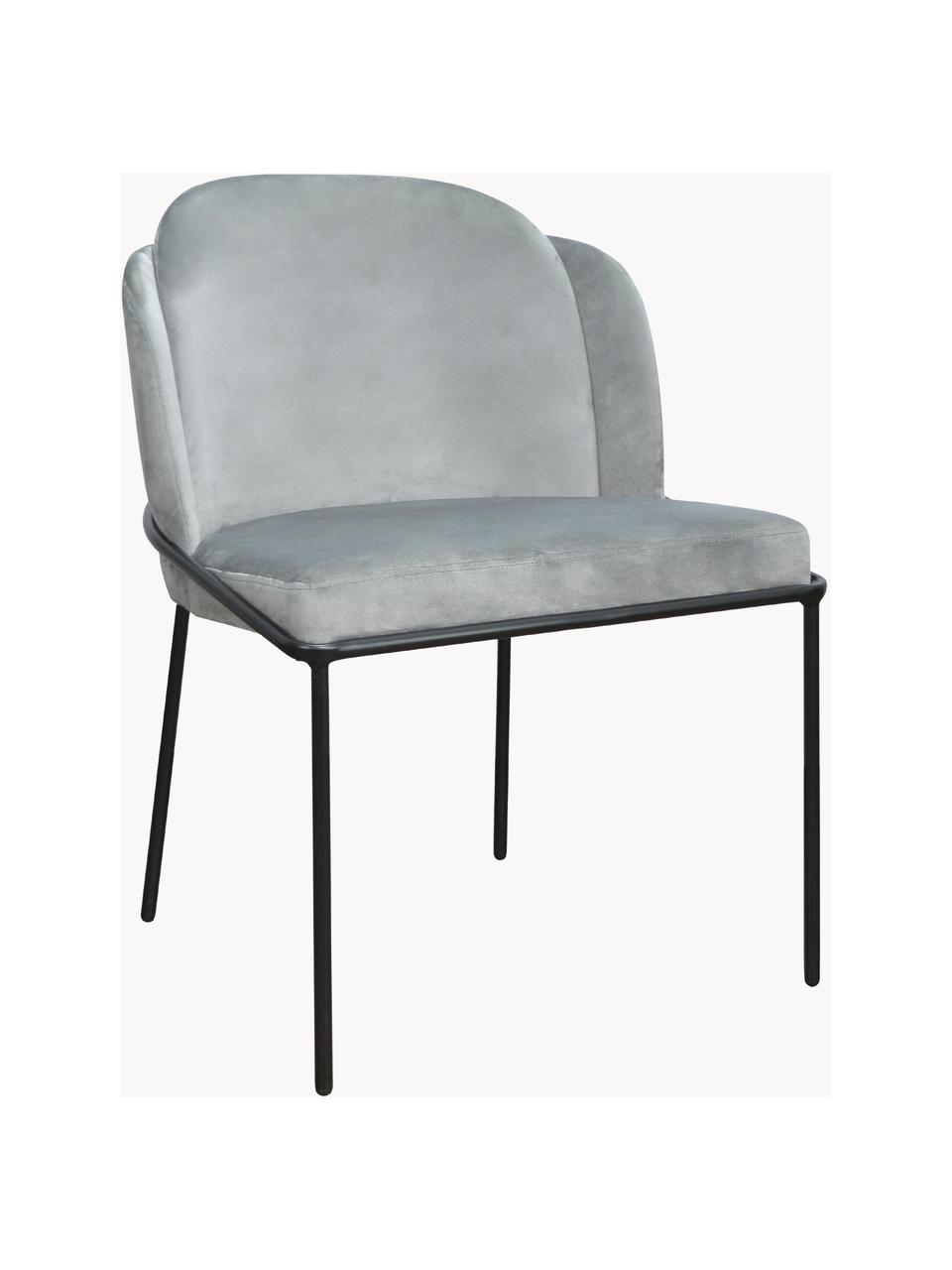 Sametová čalouněná židle Polly, Světle šedá, Š 57 cm, H 55 cm