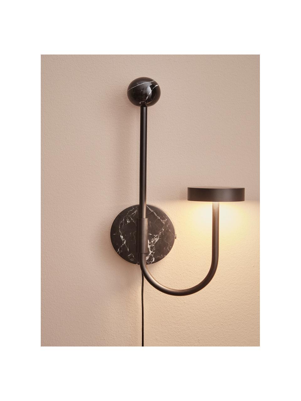 Aplique LED Grasil, Estructura: metal recubierto, Cable: cubierto en tela, Mármol negro, An 30 x Al 54 cm