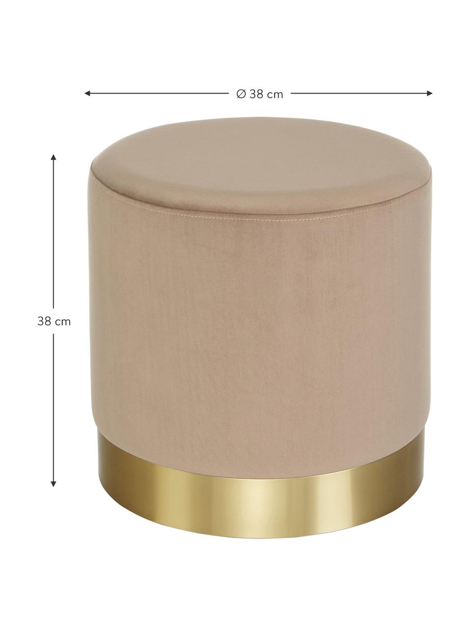Pouf in velluto Orchid, Rivestimento: velluto (100% poliestere), Struttura: compensato, Velluto taupe, dorato, Ø 38 x Alt. 38 cm
