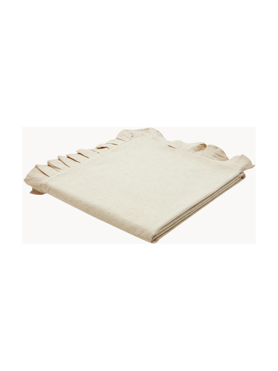 Tovaglia con volant Chambray, 100% cotone, Beige chiaro, 6-8 persone (Larg. 160 x Lung. 250)