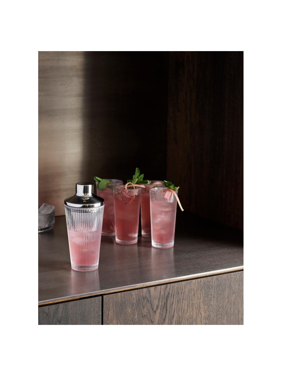 Cocktail shaker Pilastro, Shaker: glas, Deksel: staal, siliconen, Zilverkleurig, transparant, Ø 10 x H 21 cm