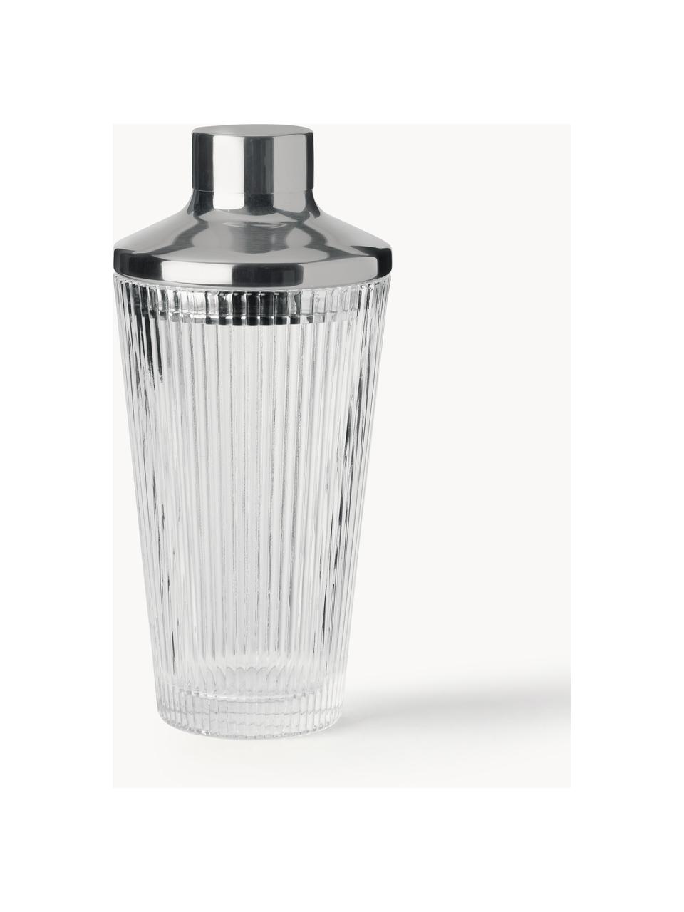 Cocktail-Shaker Pilastro, Shaker: Glas, Deckel: Stahl, Silikone, Silberfarben, Transparent, Ø 10 x H 21 cm