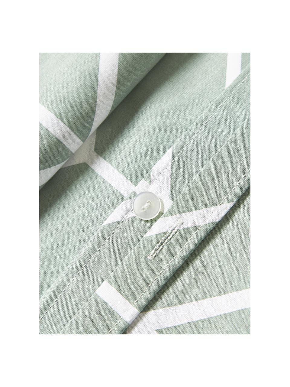 Taie d'oreiller en coton à motifs Mirja, Vert sauge, larg. 50 x long. 70 cm