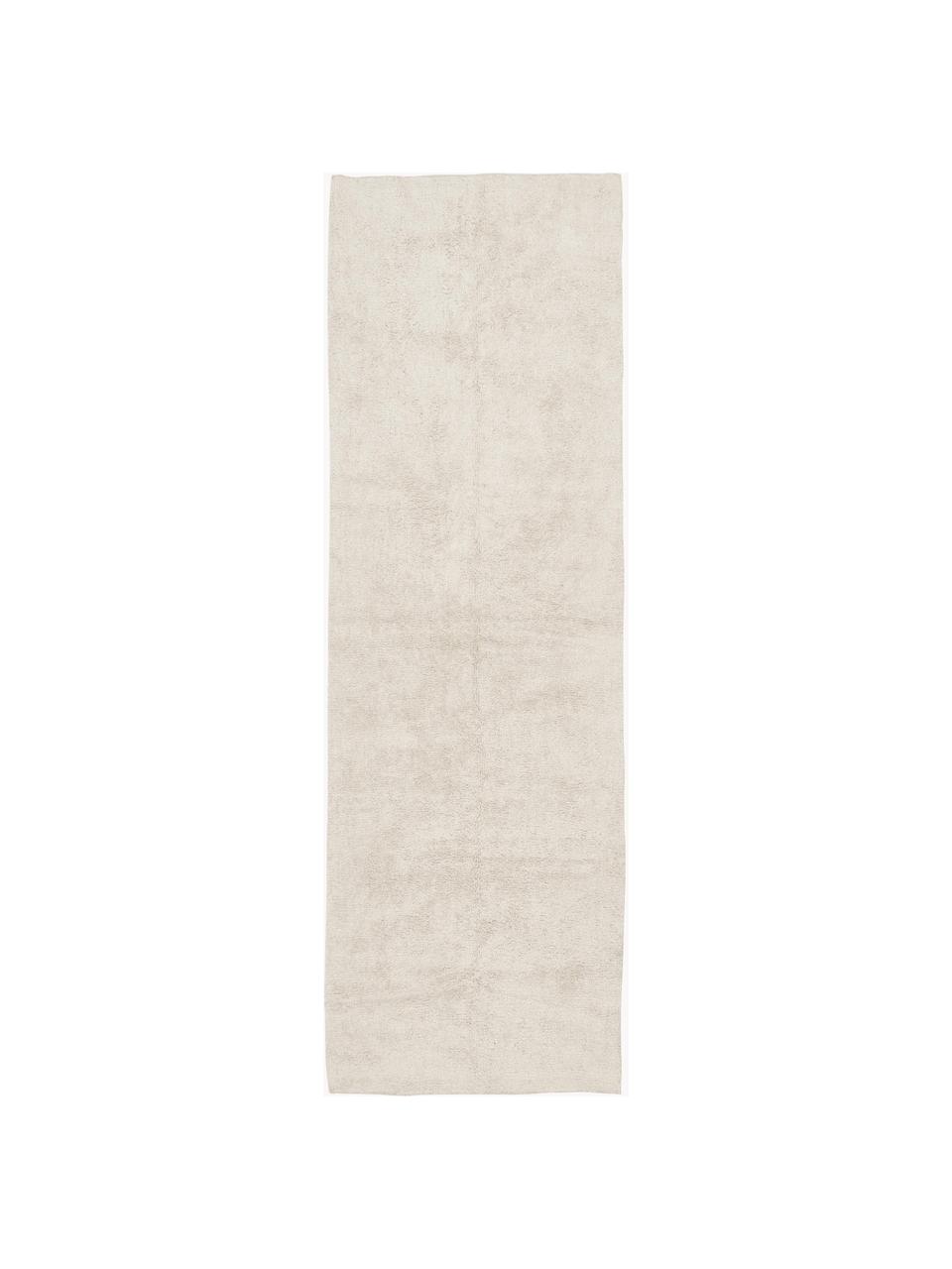 Baumwollläufer Daya mit Fransen, handgetuftet, Flor: 100 % Baumwolle, Cremeweiß, B 80 x L 250 cm