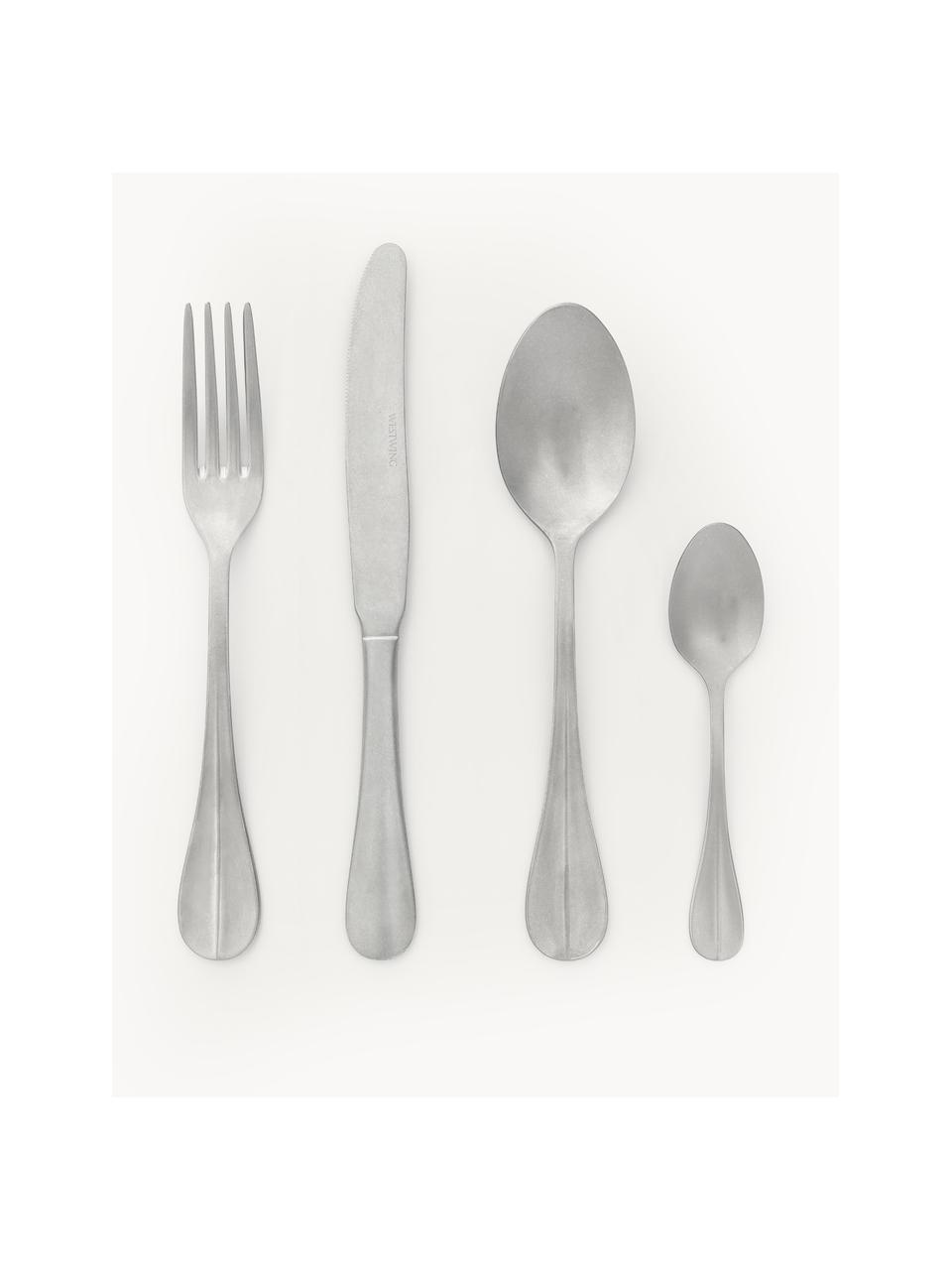 Set 16 posate in acciaio inossidabile opaco spazzolato Yona, 4 persone, Coltello: acciaio inossidabile 18/0, Argentato opaco, 4 persone (16 pz)