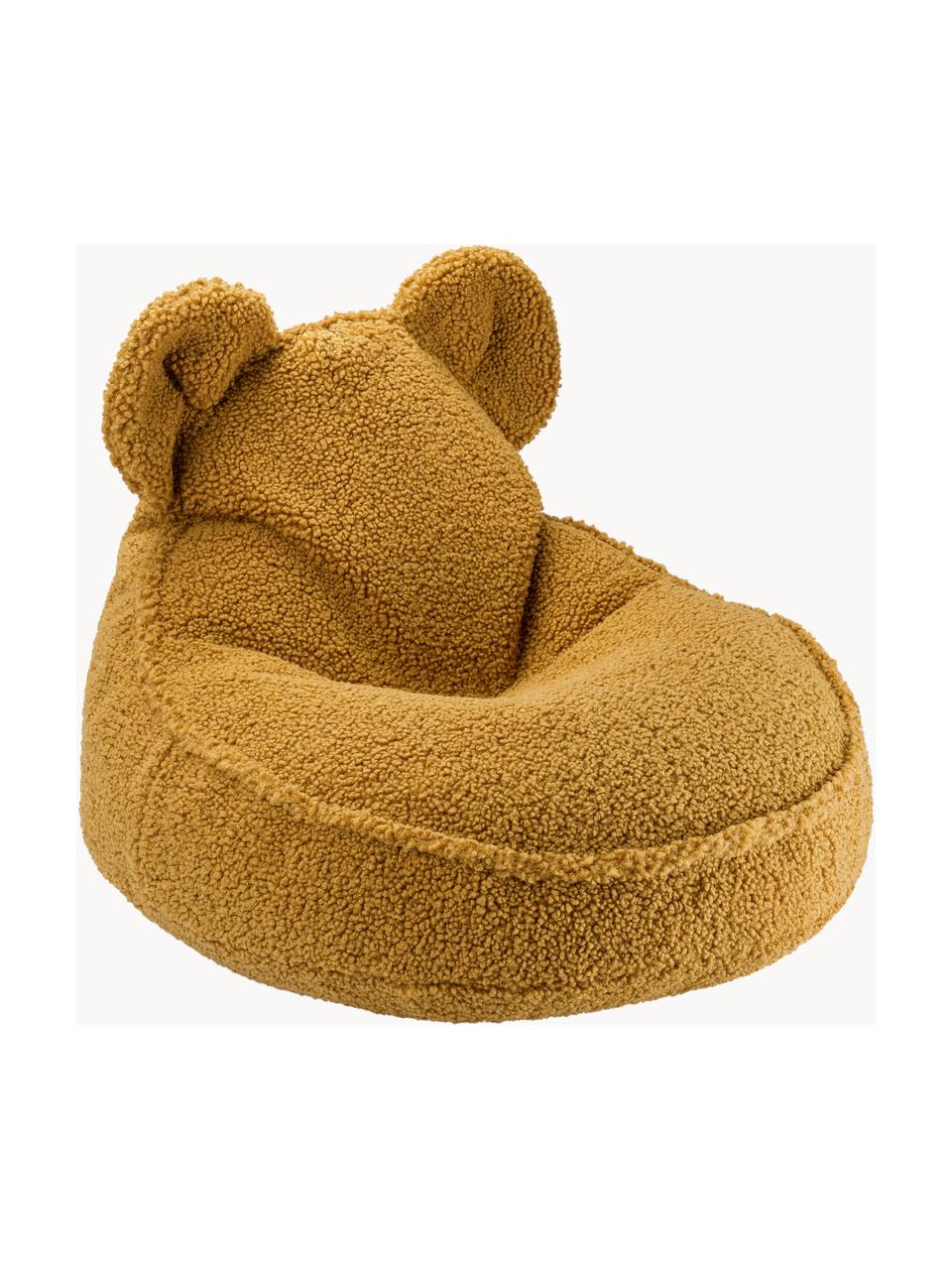 Pouf per bambini in teddy Bear, Teddy giallo senape, Larg. 60 x Prof. 70 cm