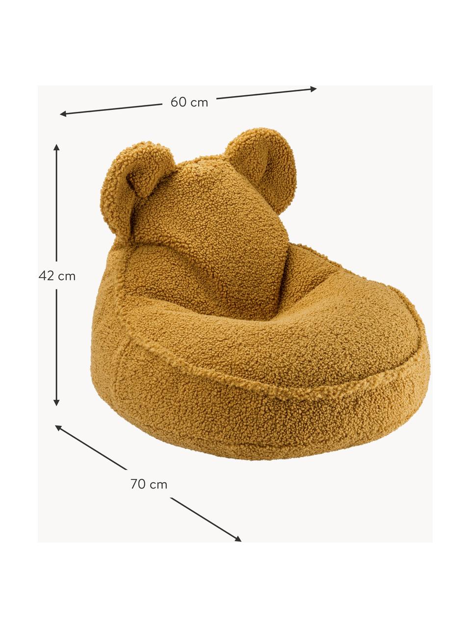 Pouf per bambini in teddy Bear, Teddy giallo senape, Larg. 60 x Prof. 70 cm