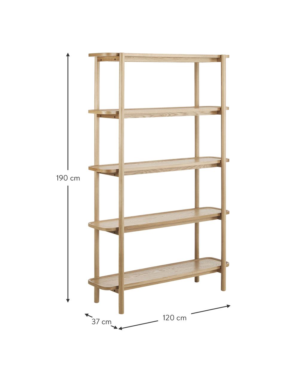 Scaffale in legno di quercia Libby, Ripiani: legno di quercia massicci, Struttura: legno di quercia massicci, Legno di quercia, Larg. 120 x Alt. 190 cm