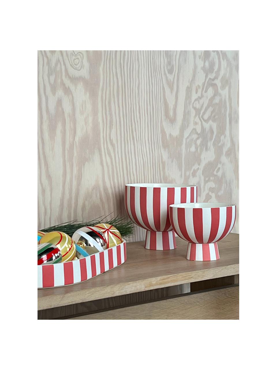 Vassoio decorativo fatto a mano Toppu, Gres, Rosso, bianco, Larg. 37 x Prof. 21 cm