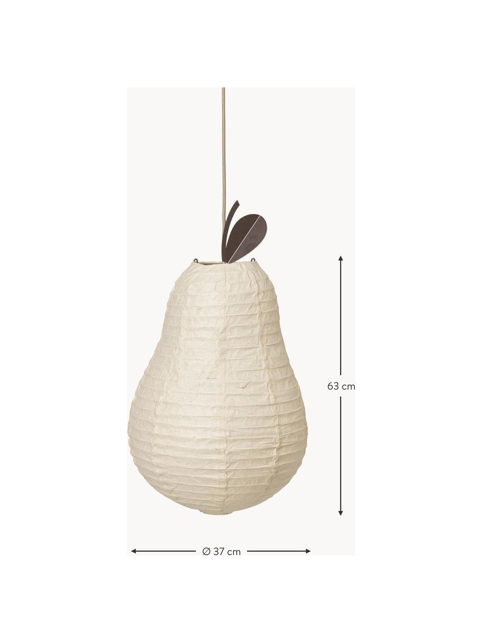 Handgefertigter Lampenschirm Pear aus Washi-Papier, Lampenschirm: Washi-Papier, Off White, Braun, Ø 37 x H 63 cm