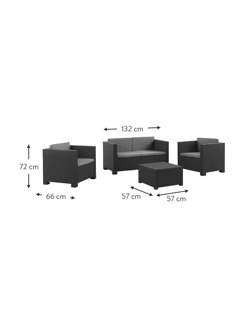 Set salotto da esterno Diva 4 pz, Rivestimento: 100% poliestere, Antracite, Set in varie misure