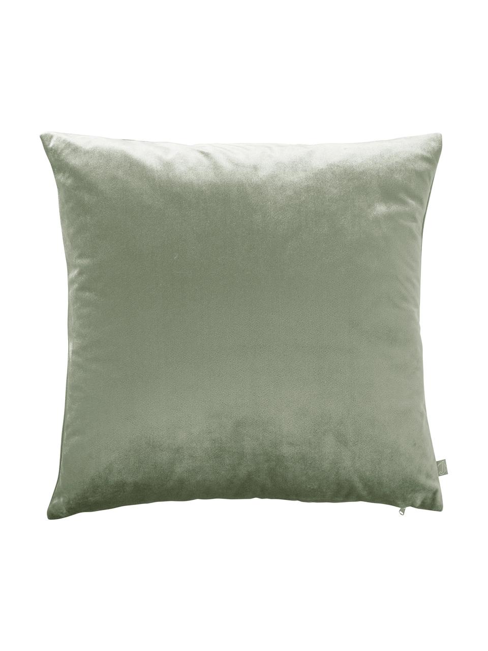 Fluwelenkussenhoezen Nicole, 3-delig, 100% polyester fluweel, Groen, donkergroen, wit, B 50 x L 50 cm