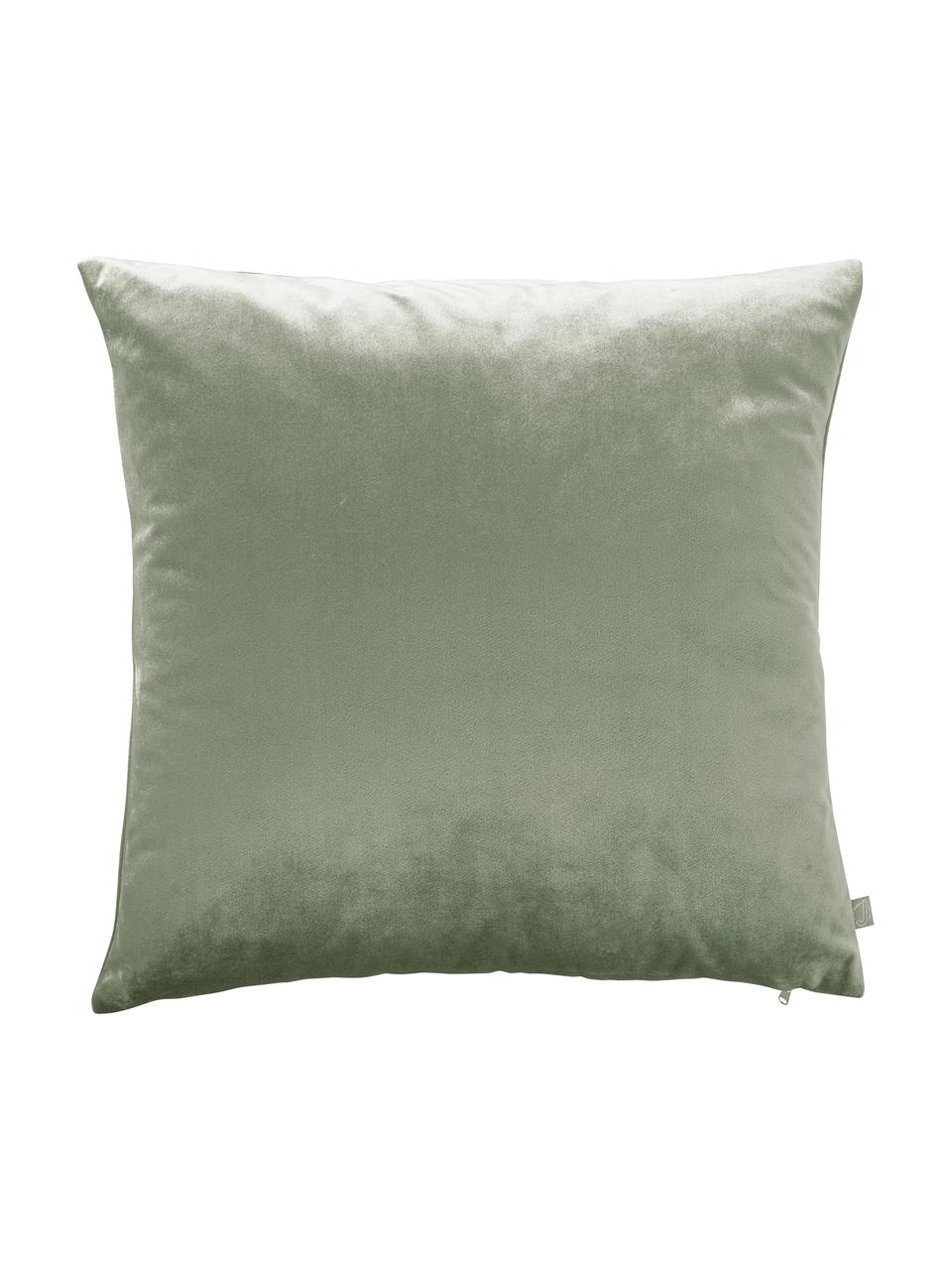 Housse de coussin 50x50 velours Simone, 3 élém., 100 % velours de polyester, Vert, vert foncé, blanc, larg. 50 x long. 50 cm