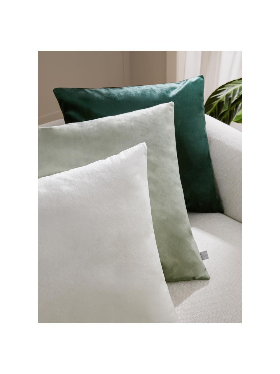 Housse de coussin 50x50 velours Simone, 3 élém., 100 % velours de polyester, Vert, vert foncé, blanc, larg. 50 x long. 50 cm