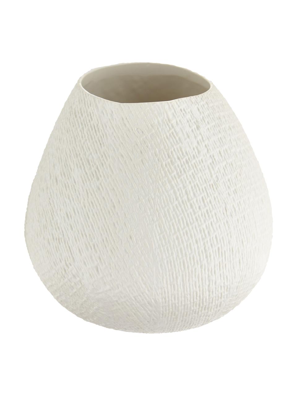 Jarrón artesanal de cerámica Wendy, Cerámica, Blanco crema, Ø 19 x Al 20 cm