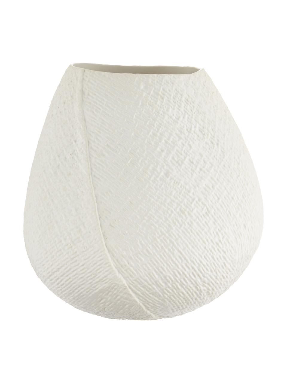 Jarrón artesanal de cerámica Wendy, Cerámica, Blanco crema, Ø 19 x Al 20 cm