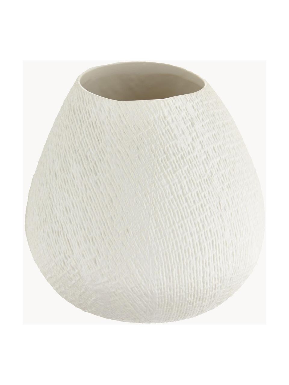 Handgefertigte Keramik-Vase Wendy, Keramik, Cremeweiß, Ø 19 x H 20 cm