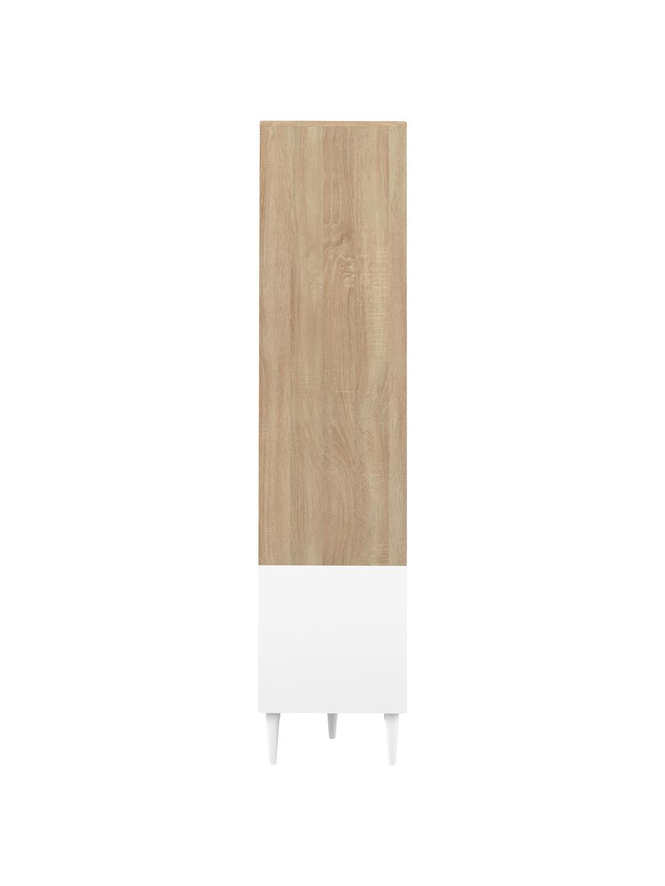 Regał o wyglądzie drewna dębowego Horizon, Nogi: lite drewno bukowe, lakie, Drewno dębowe, biały, S 90 x W 180 cm