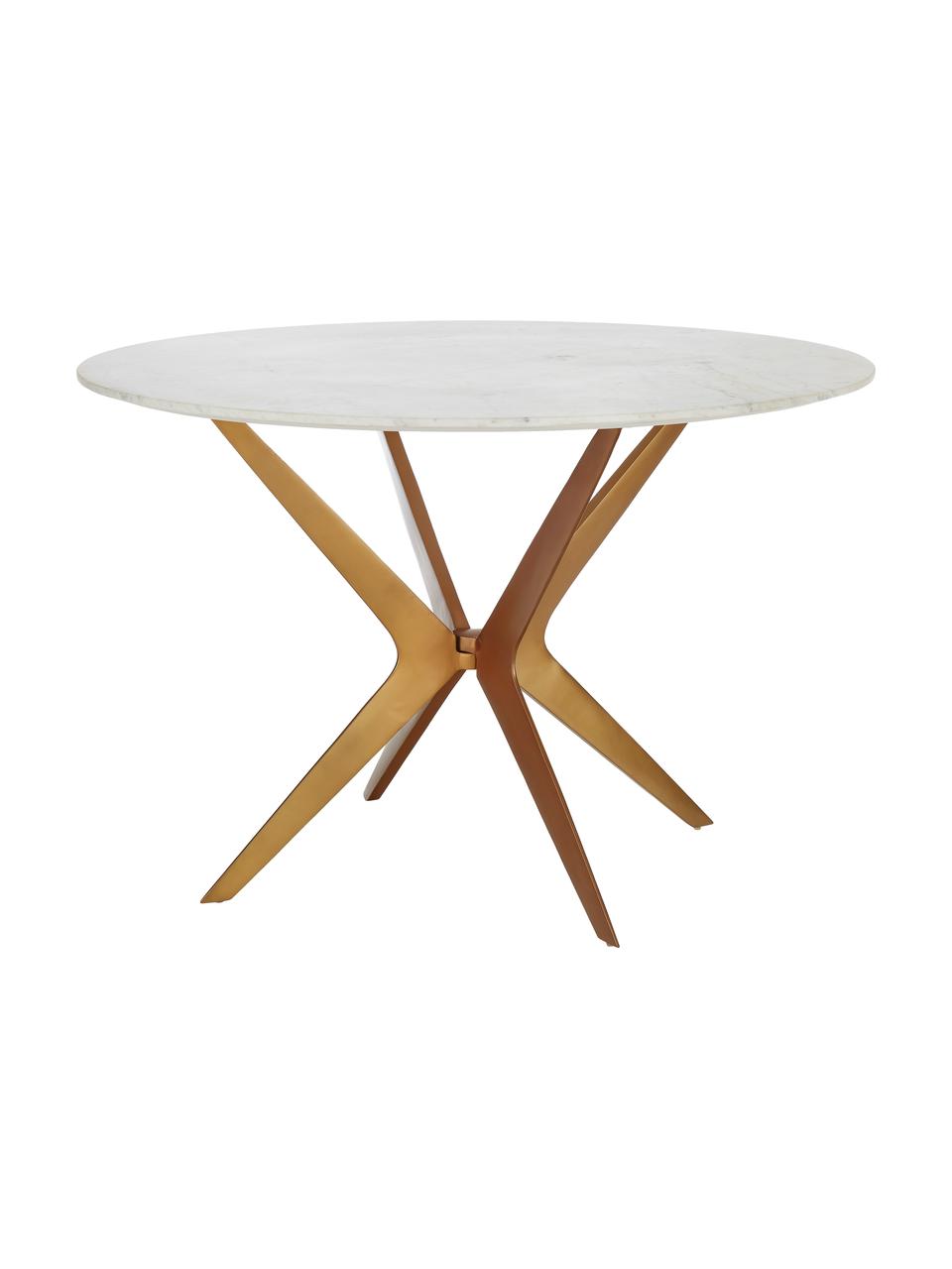 Okrúhly jedálenský stôl s mramorovou doskou Safia Ø 120 cm, Mramorová biela
