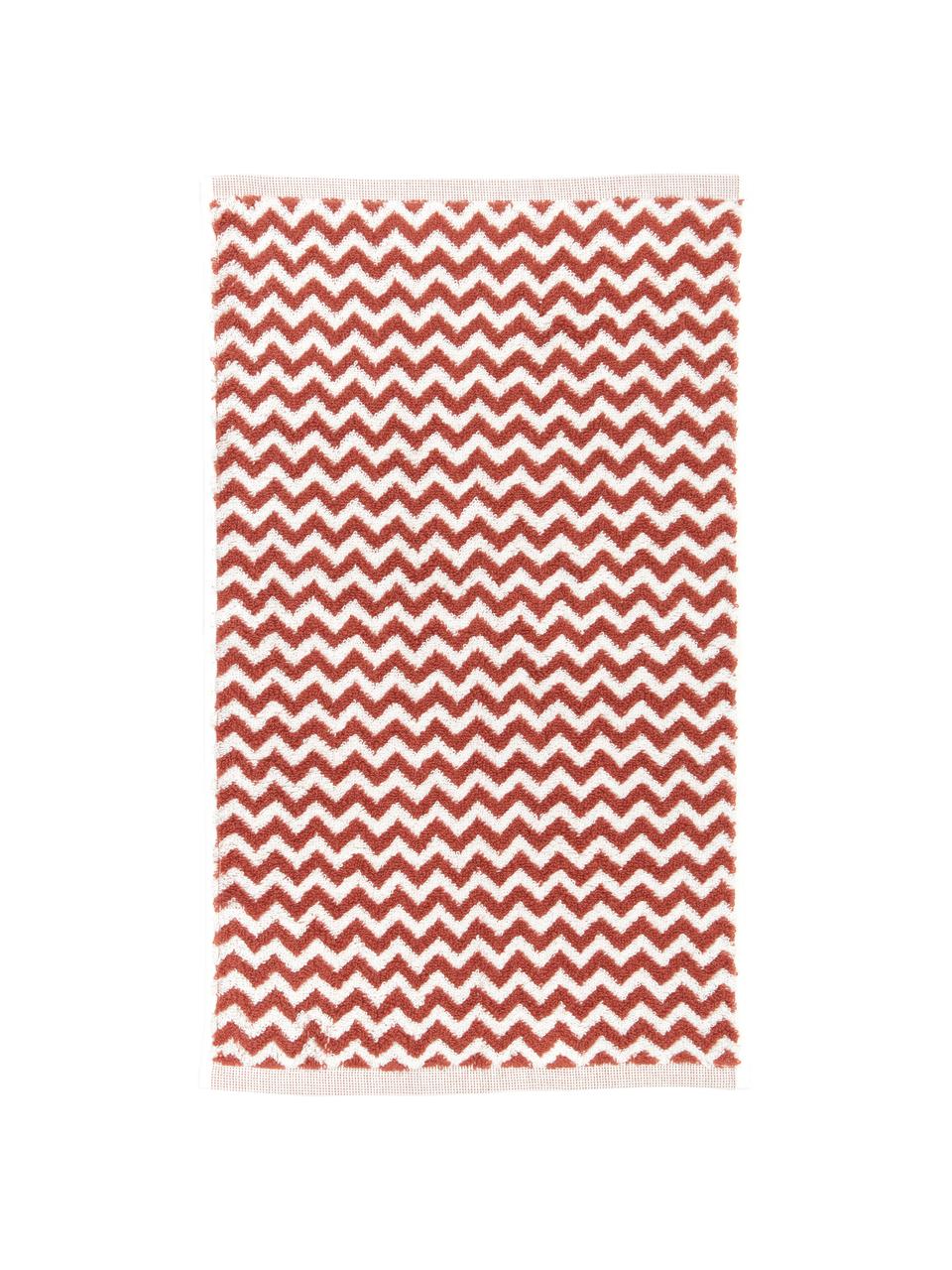 Asciugamano con motivo a zigzag Liv, 100% cotone,
qualità media 550 g/m², Terracotta, bianco crema, Asciugamano per ospiti