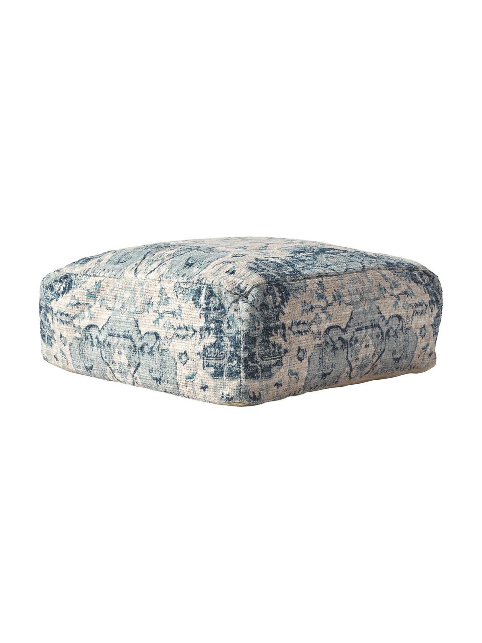 Coussin de sol vintage Renata, Bleu, larg. 70 x long. 70 cm