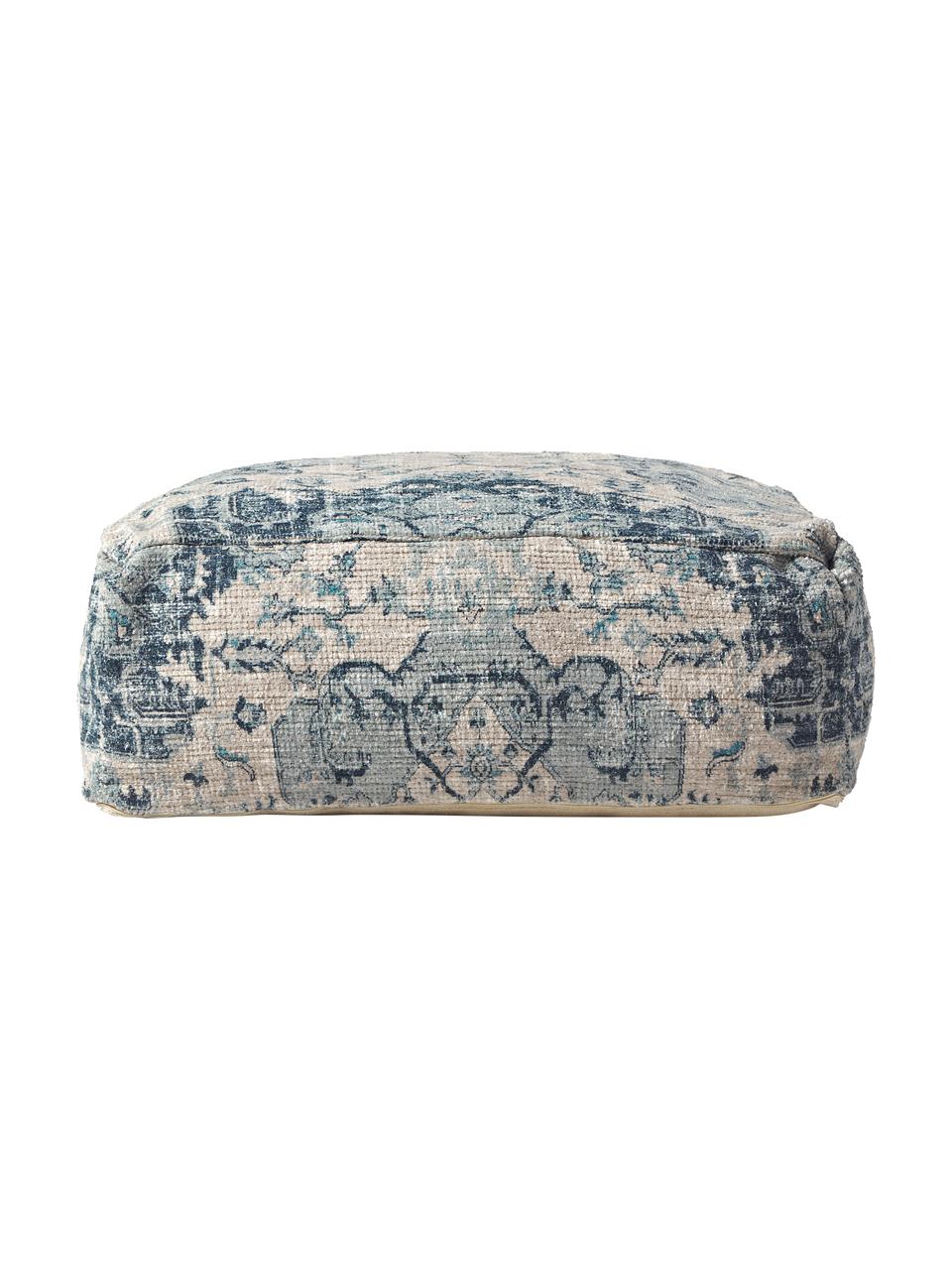 Cuscino da pavimento con motivo vintage Renata, Rivestimento: 57% cotone, 40% poliester, Retro: 100% cotone, Blu, Larg. 70 x Lung. 70 cm
