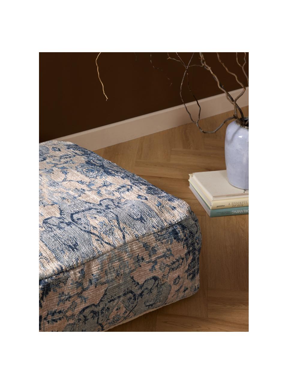 Sedací polštář s vintage vzorem Renata, Modrá, Š 70 cm, D 70 cm