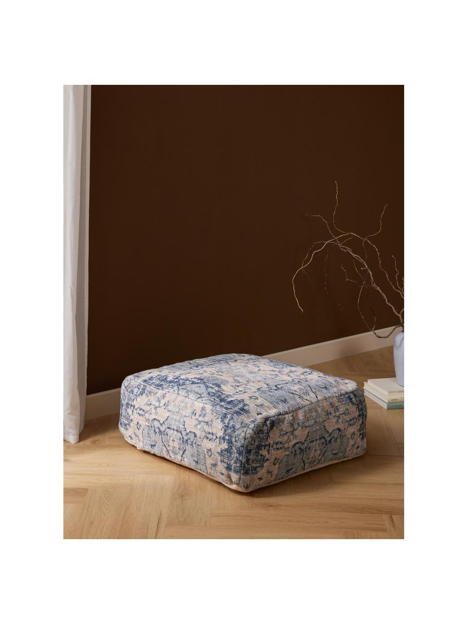 Sedací polštář s vintage vzorem Renata, Modrá, Š 70 cm, D 70 cm