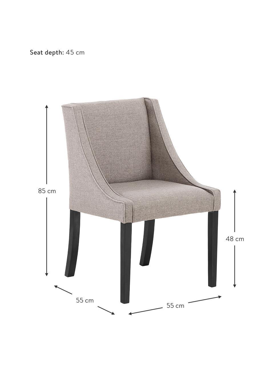 Čalouněná židle s dřevěnými nohami Savannah, Potah: béžová Nohy: černá, Š 60 cm, H 60 cm