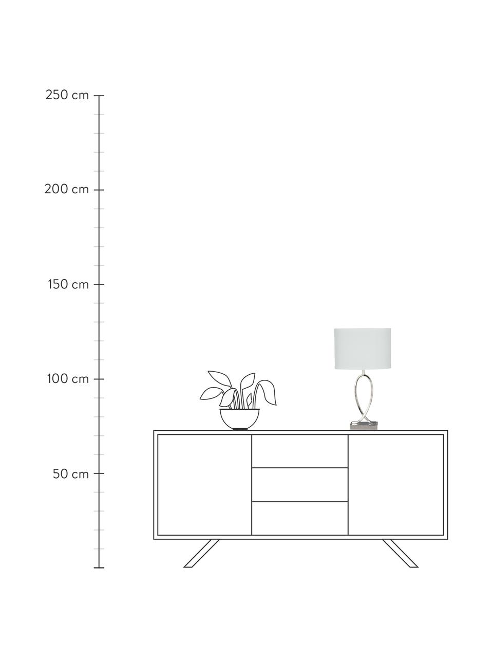 Lámpara de mesa grande Posh, con pantalla ovalada, Pantalla: 40% acrílico, 60% poliést, Cable: plástico, Cromo, blanco, An 30 x Al 54 cm