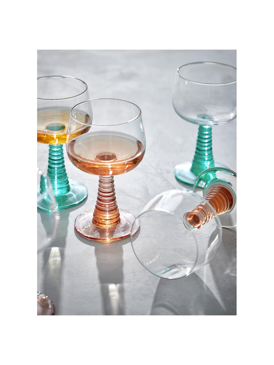 Weingläser Constance, 6 Stück, Glas, Transparent, Pastellorange, Ø 8 x H 13 cm, 230 ml