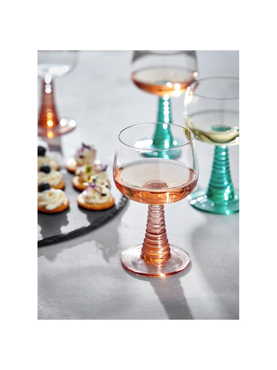 Copas de vino Constance, 6 uds., Vidrio, Naranja pastel transparente, Ø 8 x Al 13 cm, 230 ml