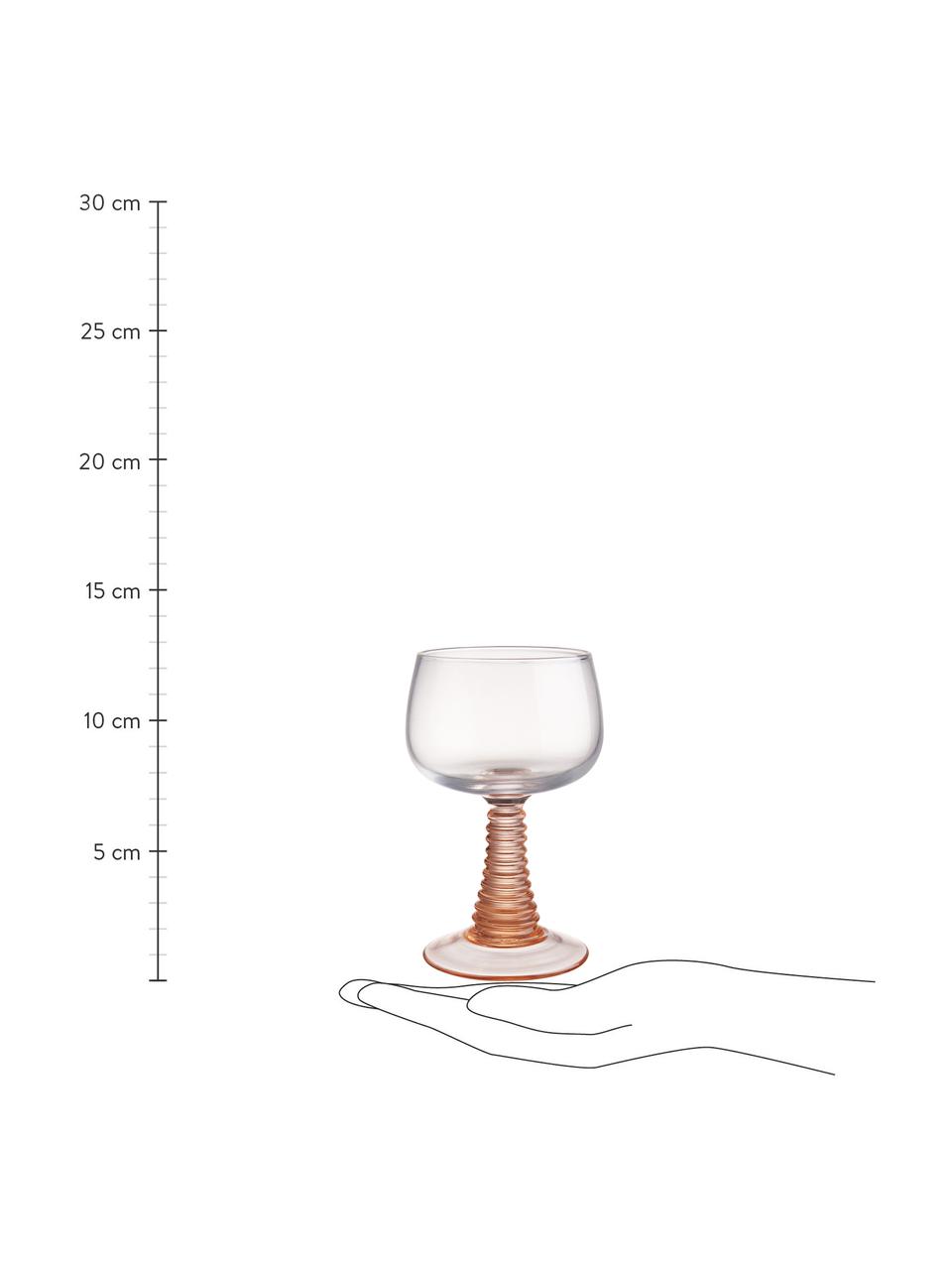 Pohár na víno Constance, 6 ks, Sklo, Priehľadná, pastelovo oranžová, Ø 8 x V 13 cm, 230 ml