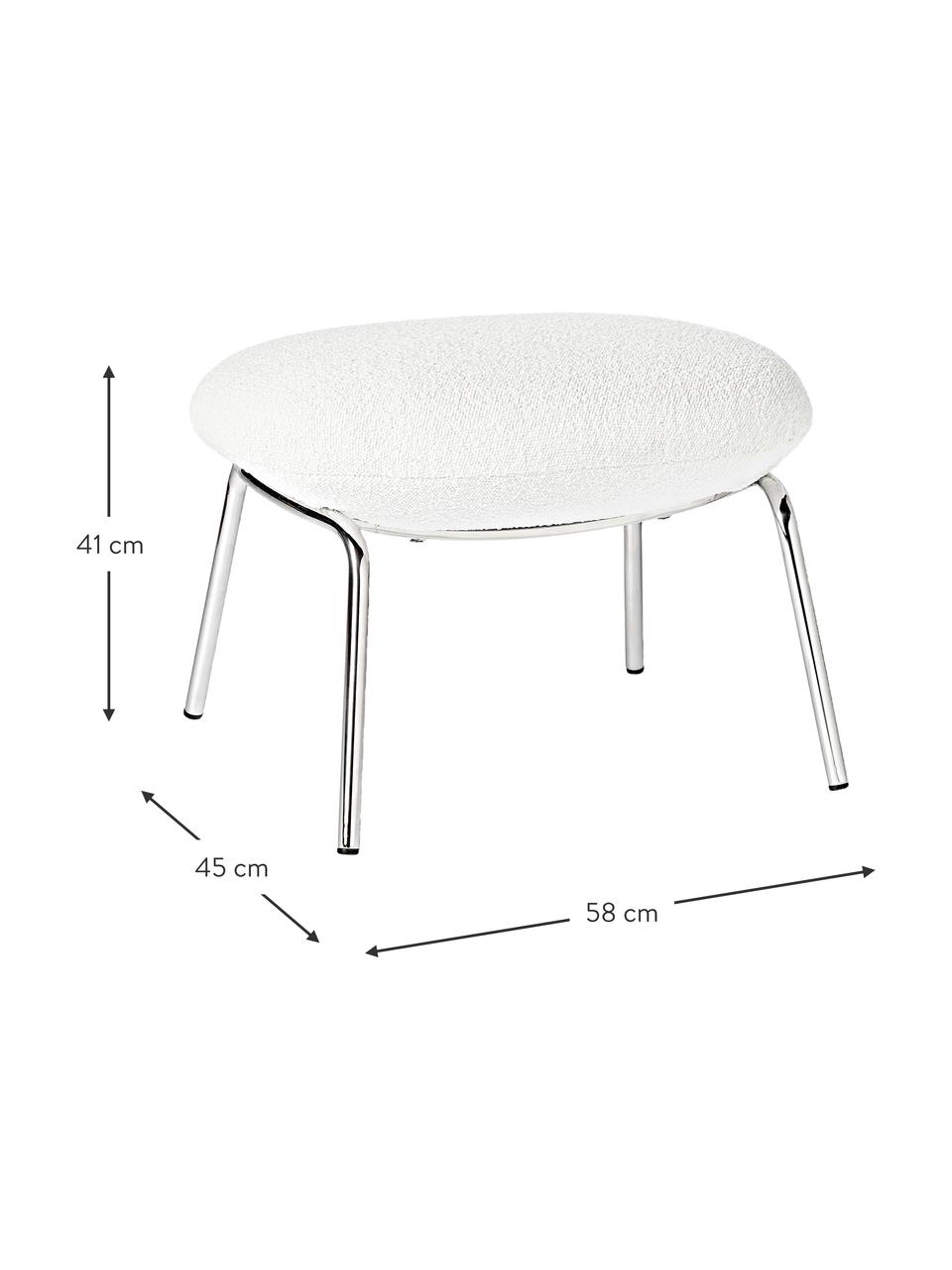 Taburete en tejido bouclé Luan, Tapizado: tejido bouclé (100% polié, Patas: acero inoxidable, Bouclé blanco, An 58 x Al 41 cm