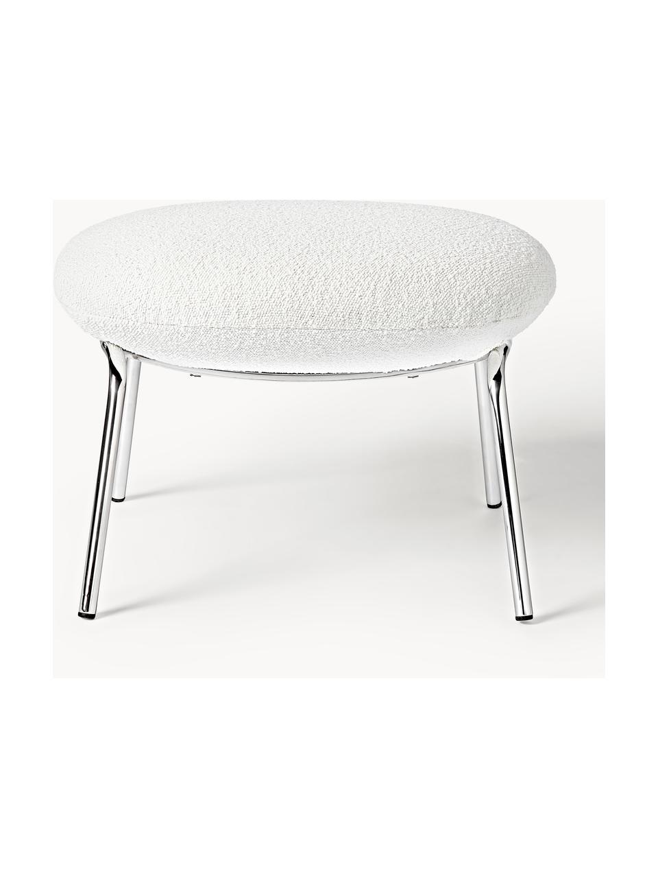 Bouclé stolička s kovovými nohami Luan, Bouclé, bílá, Š 58 cm, V 41 cm