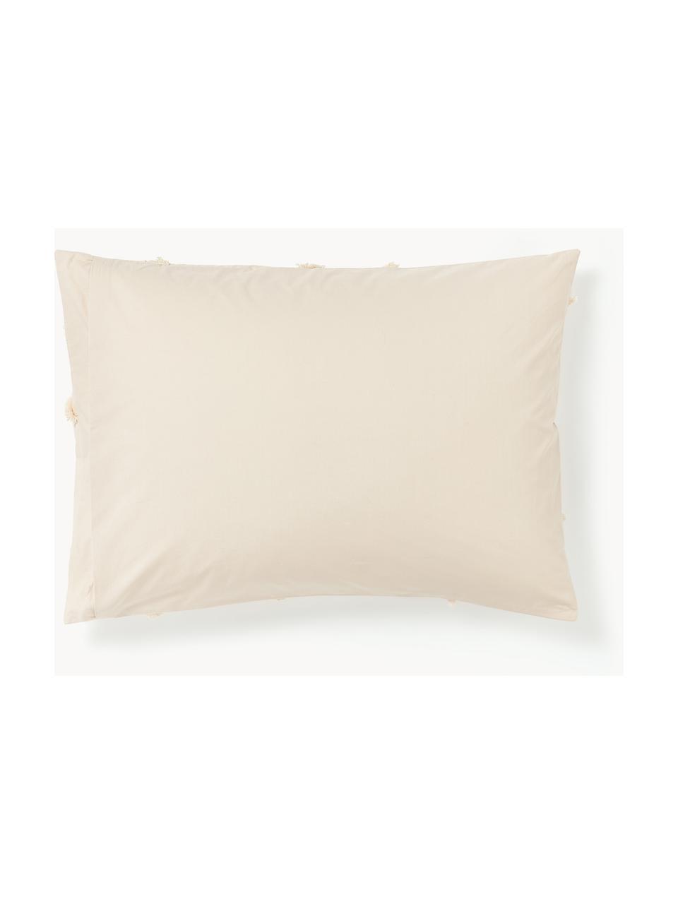 Taie d'oreiller en percale de coton tuftée Madeline, Beige clair, larg. 50 x long. 70 cm