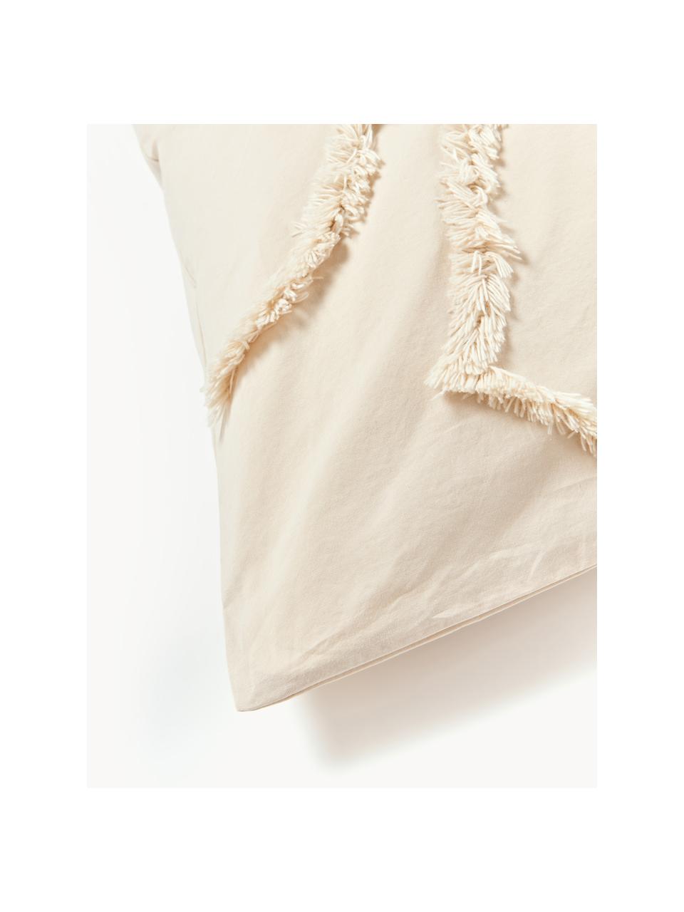 Taie d'oreiller en percale de coton tuftée Madeline, Beige clair, larg. 50 x long. 70 cm